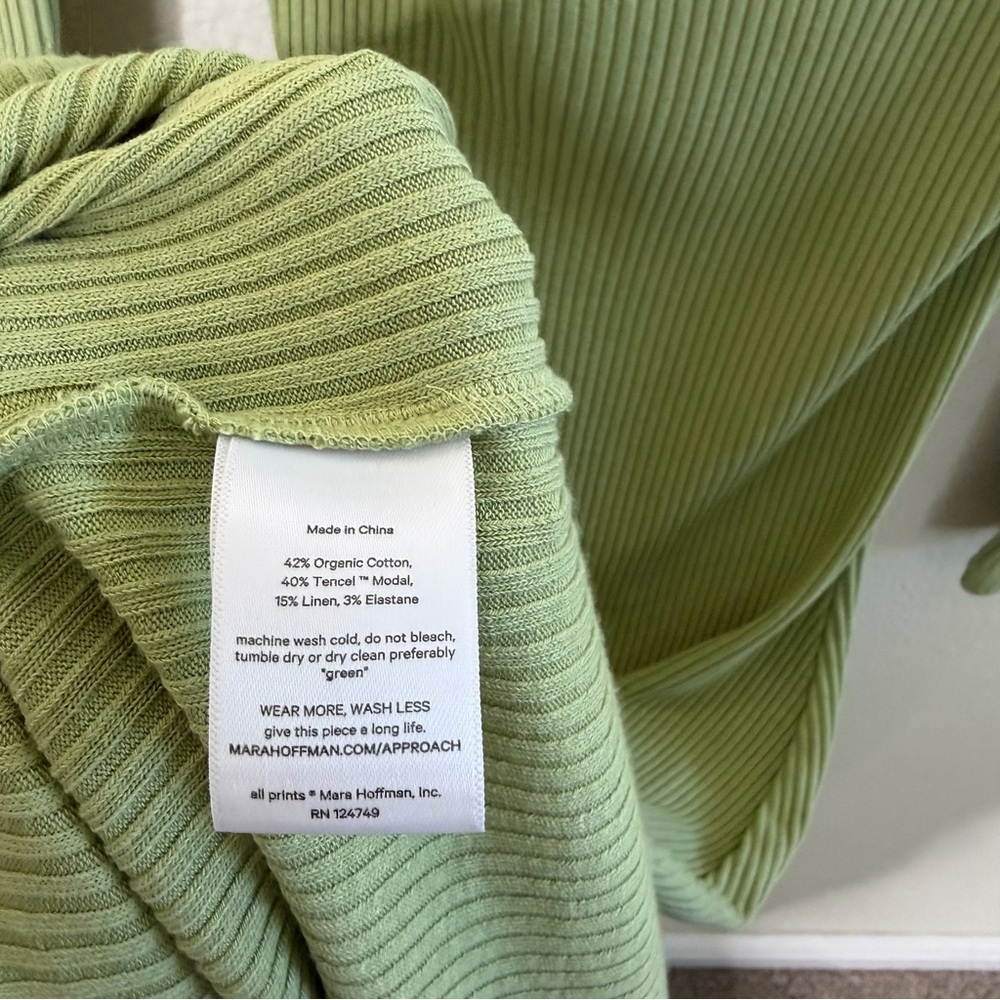 NWT Mara Hoffman Emery Sweater Dress Green Rib Knit Off Shoulder Midi‎ Size XS - Picture 15 of 15